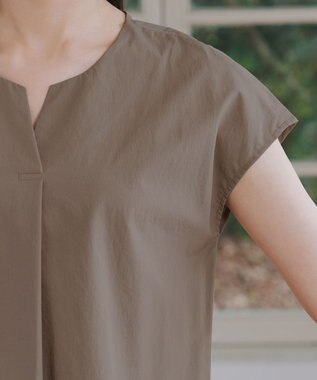 Tiaclasse 【トップス&スカートセット・洗える】ストレッチタフタセットアップ モカ