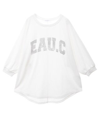 Green Parks ７分袖ミニ裏毛ドルマンロゴプルオーバー Off White