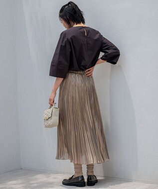 23区 S ナイロンコットンポプリン コンパクト ブラウス ダークブラウン系