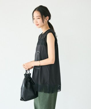 CRAFT STANDARD BOUTIQUE レース切替フリンジビスチェ Black