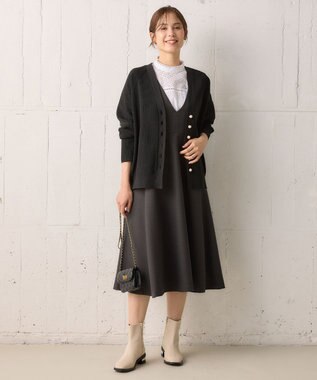 組曲 【洗える・軽量】スポンディッシュニット カーディガン ブラック系