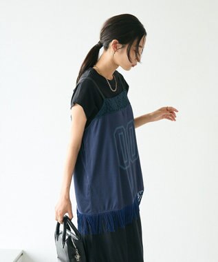 CRAFT STANDARD BOUTIQUE レース切替フリンジビスチェ Navy