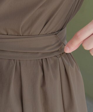 Tiaclasse 【トップス&スカートセット・洗える】ストレッチタフタセットアップ モカ