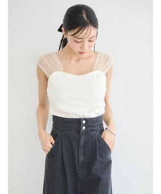 earth music&ecology チュールドッキングカップ付キャミソール Ivory