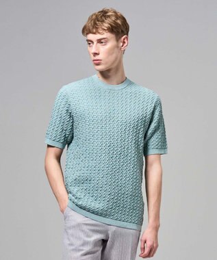 JOSEPH HOMME ドライコットンリンクス　半袖クルーネックニット スモーキーグリーン系