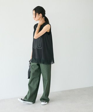 CRAFT STANDARD BOUTIQUE レース切替フリンジビスチェ Black