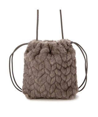 UNBILLION カシュカシュ cachecache / ミンク風カットファー巾着ミニバッグ ブラウン