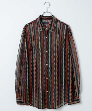 WEGO 【ユニセックス着用ITEM】ストライプメッシュBIGシャツ 柄2