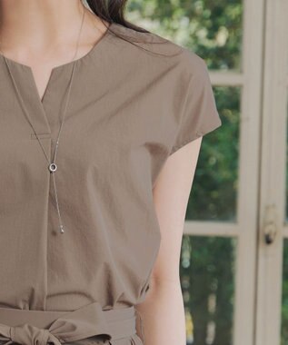 Tiaclasse 【トップス&スカートセット・洗える】ストレッチタフタセットアップ モカ