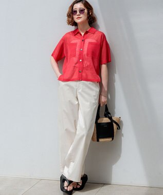 23区 L 【先行予約/見上愛さん着用/WEB&一部店舗限定カラーあり】シアー ポロニット レッド系