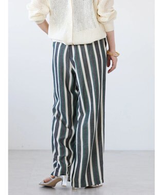 AMERICAN HOLIC 接触冷感リネンブレンドワイドパンツ Stripe