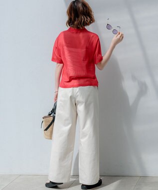 23区 L 【先行予約/見上愛さん着用/WEB&一部店舗限定カラーあり】シアー ポロニット レッド系