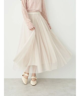 earth music&ecology チュールフレアスカート Light Beige