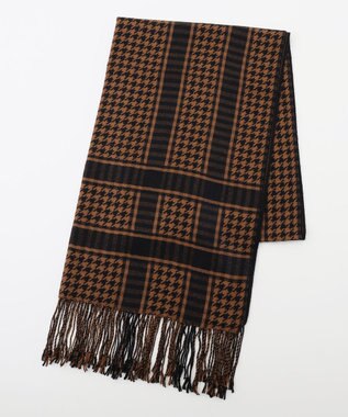 ICB コンビネーションチェックカシミヤストール ブラウン柄系