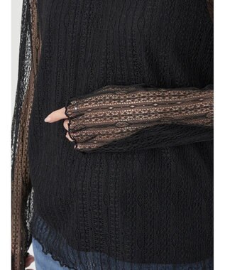 earth music&ecology レースドッキングプルオーバー Black