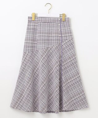 ANY SIS 【洗える】ライトツイード調 スカート ラベンダーMIX