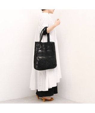 UNBILLION カシュカシュ cachecache / レース縦型トートバッグ ブラック