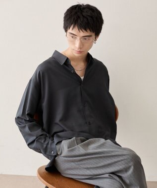 WEGO ルーズシルエットボックスシャツ（LS） ブラック中濃色