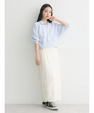 earth music&ecology ハーフジップショートプルオーバー Light Blue