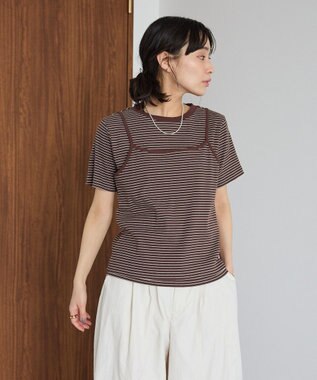 CRAFT STANDARD BOUTIQUE 2点セット/ボーダーキャミ+Tシャツ Brown