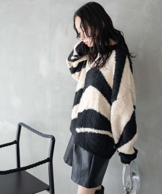 WEGO 幾何学柄ニットプルオーバー 柄1