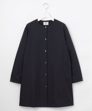 J.PRESS LADIES 【洗える・撥水】ドライツイルストレッチ ノーカラー コート ネイビー系