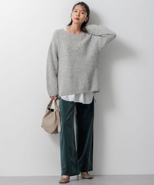 23区 L 【洗える】23区DENIM ベルベットストレッチ ワイドパンツ [WEB限定]ダークグリーン系