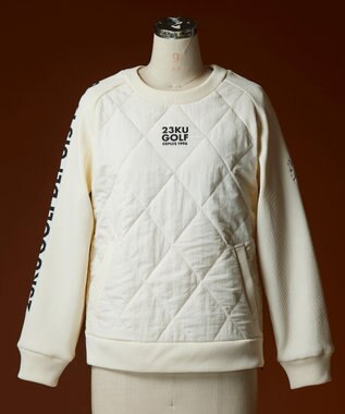 23区GOLF 【WOMEN】中綿キルトプルオーバー 着脱楽ちん 便利なポケット付 1枚で決まる アイボリー系
