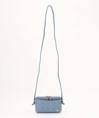 LA BAGAGERIE 【レザー×ステッチ】スクエアマルチポシェット ライトブルー