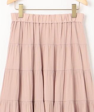 組曲 ギャザーライトデシン ティアードスカート ピンクベージュ系