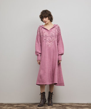 ケミカルレースニットワンピース