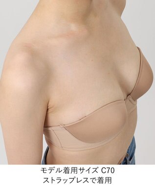 WACOAL ブラジャー ストラップレス サイズや体型特徴に合わせた設計 アウターにひびきにくい メッシュ素材(カップ肌側) レディース BXC610 /ワコール カラシ