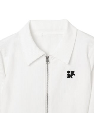 WEGO ワンポイントデザインWZIPトップス ホワイト