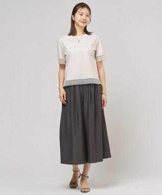 J.PRESS LADIES L エアリースパンボイル ガウチョ パンツ スレートブラウン系