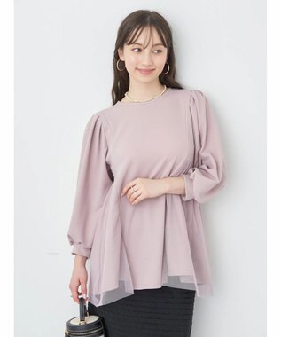 earth music&ecology チュールドッキングチュニック Pink Beige