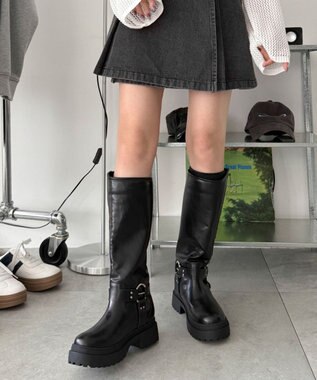 WEGO ハトメベルトロングブーツ ブラック