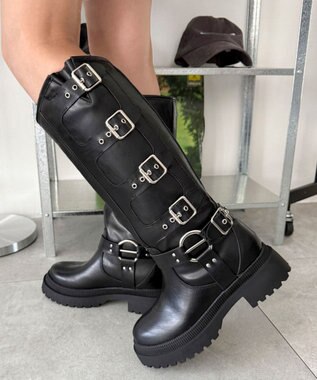 WEGO ハトメベルトロングブーツ ブラック