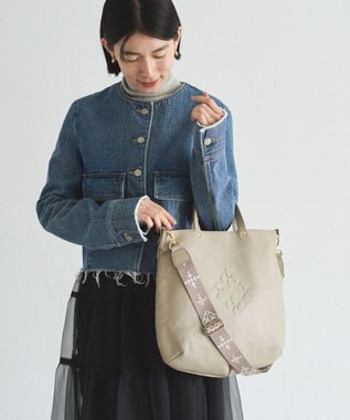 russet エンボスモノグラム ソフトレザー 2WAYトートバッグ(CE-1611) GrayBeige