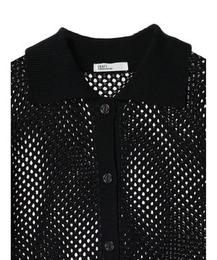 CRAFT STANDARD BOUTIQUE 配色メッシュニットカーディガン Black