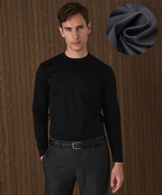 仕事で着られる 綿100％ 【洗える】カバーネック ドレスTシャツ_ロング