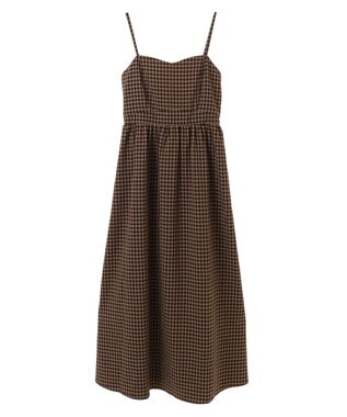 earth music&ecology ビスチェ風キャミドレ Check Brown