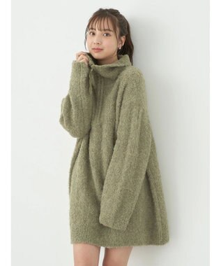 earth music&ecology ブークレハーフジップミニワンピース Khaki