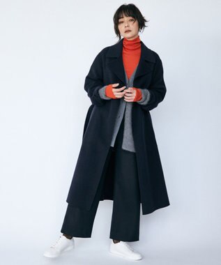 ICB 【洗える】 ウォッシャブルウールジャージー ワイドパンツ ネイビー系