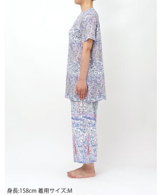 tsumori chisato SLEEP ツモリチサト パジャマ ベア天竺素材(トップス) 綿100%(ボトム) 4分袖 9分丈 レディース UDT113 /ワコール サックス