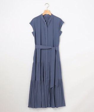 組曲 S 【WEB限定】ギャザーライトデシン ティアードワンピース ダルブルー系