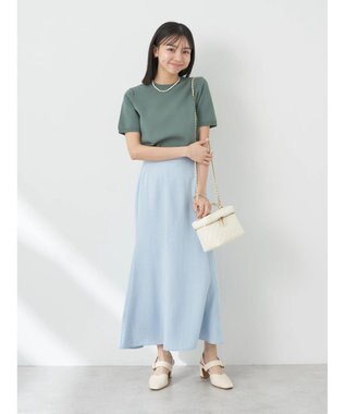 earth music&ecology 総針クルーネックハンソデプルオーバー Green