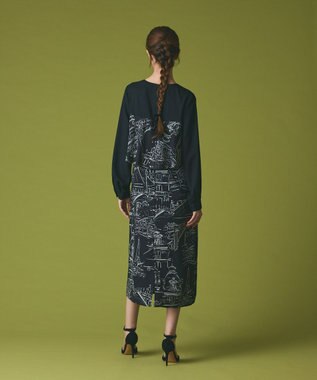 GRACE CONTINENTAL プリントコンビドレス ブラック