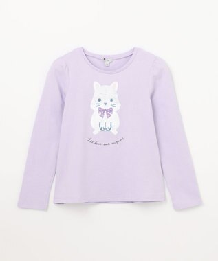 ANY KIDS ミラクルスパンコール 長袖 Tシャツ ラベンダー×ハムスター