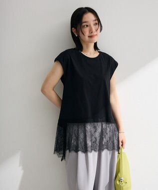 Green Parks 裾レースイレヘムフレンチＴシャツ