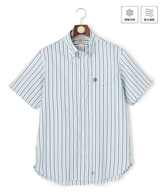 J.PRESS MEN 今季大人気！【吸水速乾 / 接触冷感 / 高通気性】Aero Weave クールマックスサッカー ストライプ シャツ / B.D.
